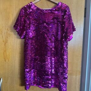 Anthropologie - Verb by Pallavi Singhee Pink Sequin Sparkle Shift Dress